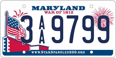 MD license plate 3AA9799