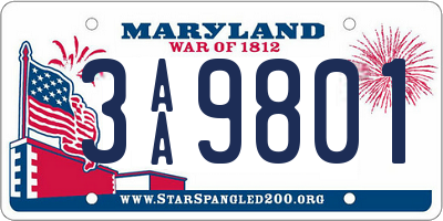 MD license plate 3AA9801