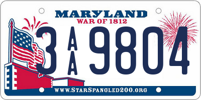 MD license plate 3AA9804