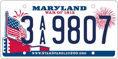 MD license plate 3AA9807