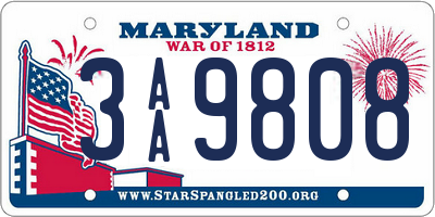 MD license plate 3AA9808