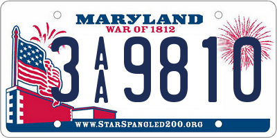 MD license plate 3AA9810