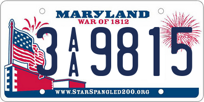 MD license plate 3AA9815