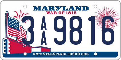 MD license plate 3AA9816