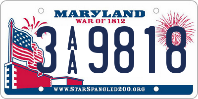 MD license plate 3AA9818