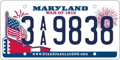 MD license plate 3AA9838