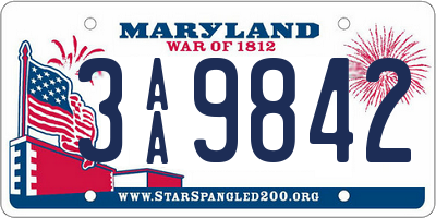 MD license plate 3AA9842