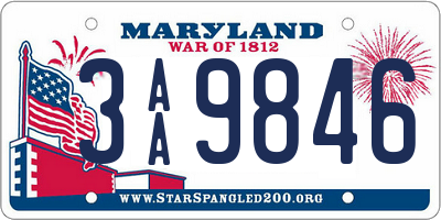 MD license plate 3AA9846