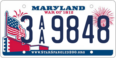 MD license plate 3AA9848