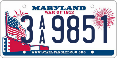 MD license plate 3AA9851