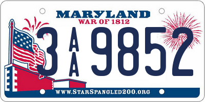 MD license plate 3AA9852