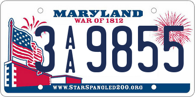 MD license plate 3AA9855