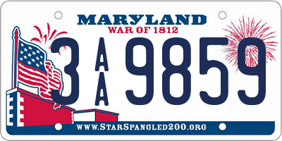 MD license plate 3AA9859