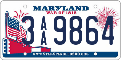 MD license plate 3AA9864