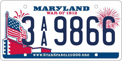 MD license plate 3AA9866