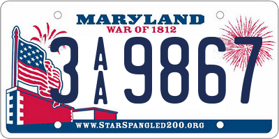 MD license plate 3AA9867