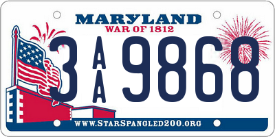 MD license plate 3AA9868