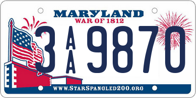 MD license plate 3AA9870