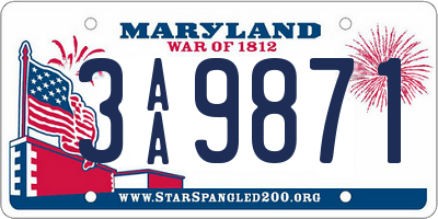 MD license plate 3AA9871