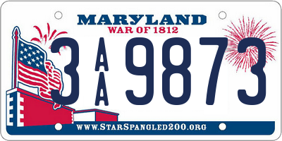 MD license plate 3AA9873