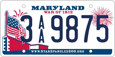 MD license plate 3AA9875