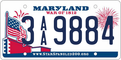 MD license plate 3AA9884