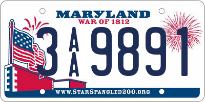 MD license plate 3AA9891