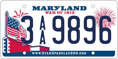 MD license plate 3AA9896