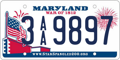 MD license plate 3AA9897