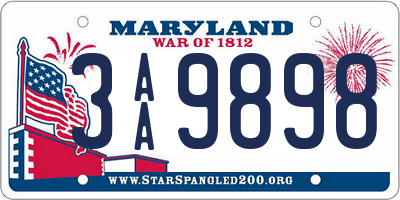 MD license plate 3AA9898