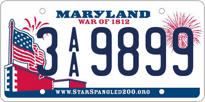 MD license plate 3AA9899