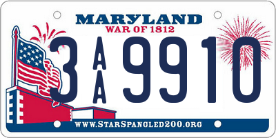 MD license plate 3AA9910