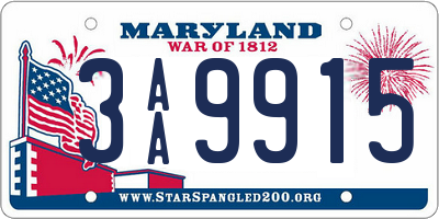 MD license plate 3AA9915