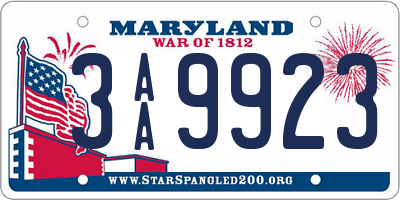 MD license plate 3AA9923