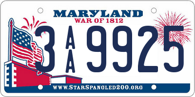 MD license plate 3AA9925