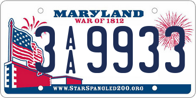 MD license plate 3AA9933