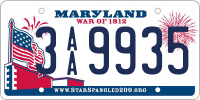 MD license plate 3AA9935