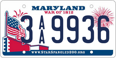 MD license plate 3AA9936