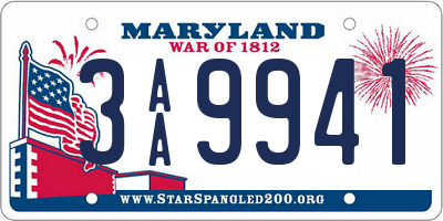 MD license plate 3AA9941