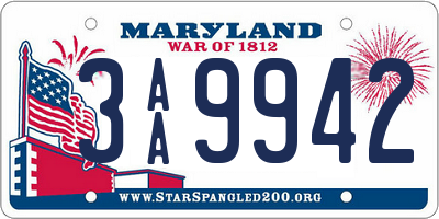 MD license plate 3AA9942