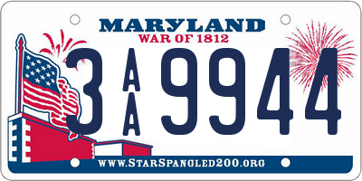 MD license plate 3AA9944