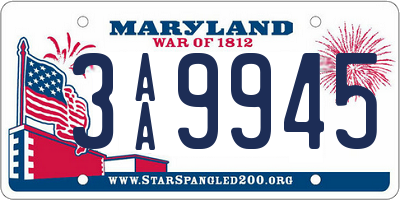 MD license plate 3AA9945