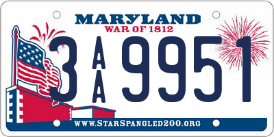 MD license plate 3AA9951