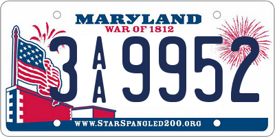 MD license plate 3AA9952