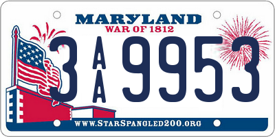 MD license plate 3AA9953