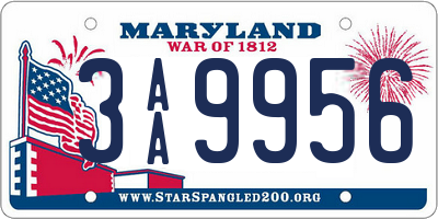 MD license plate 3AA9956