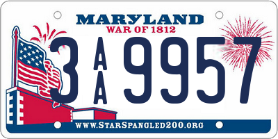 MD license plate 3AA9957