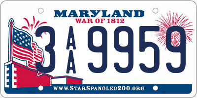 MD license plate 3AA9959