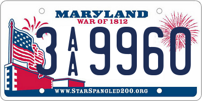 MD license plate 3AA9960