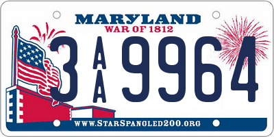 MD license plate 3AA9964